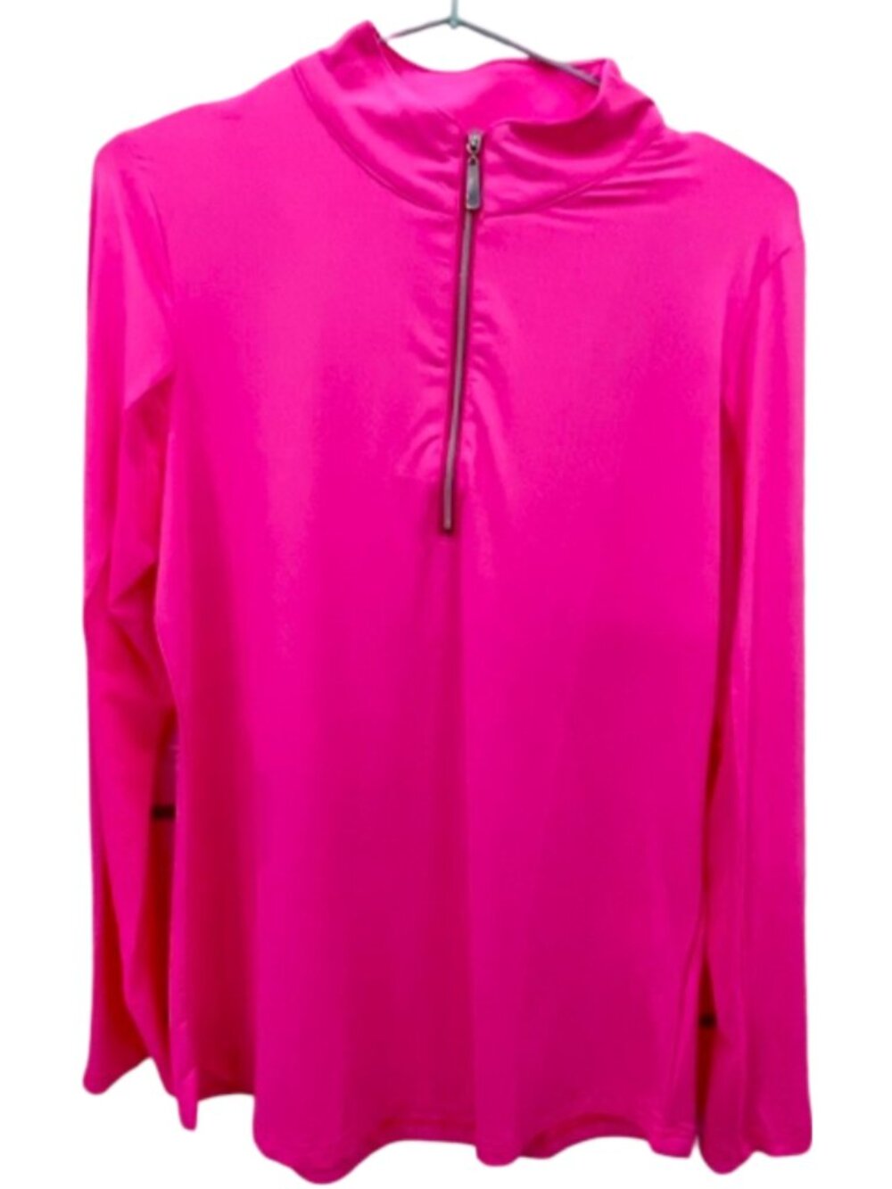 Beachtime Zip High Neck Hot Pink Long Sleeve Sports Top